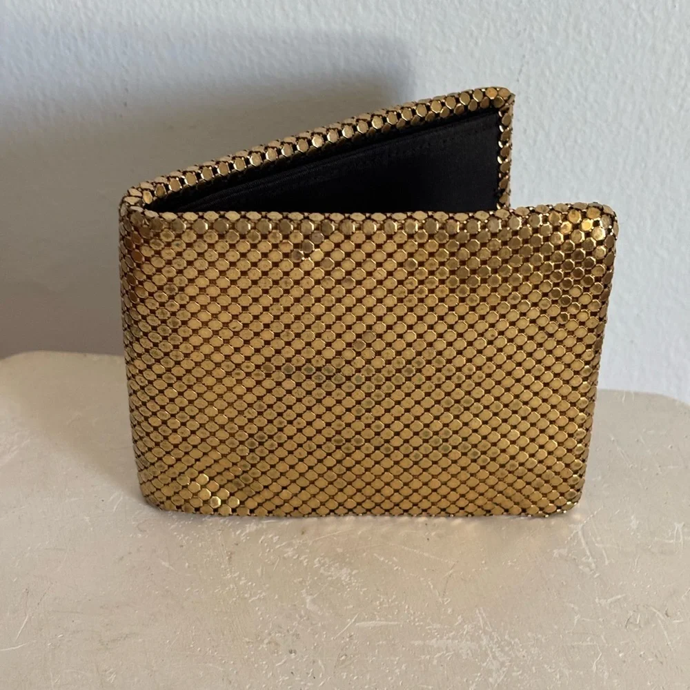 Vintage Brilliant Gold Whiting & Davis Mesh Billfold Wallet
